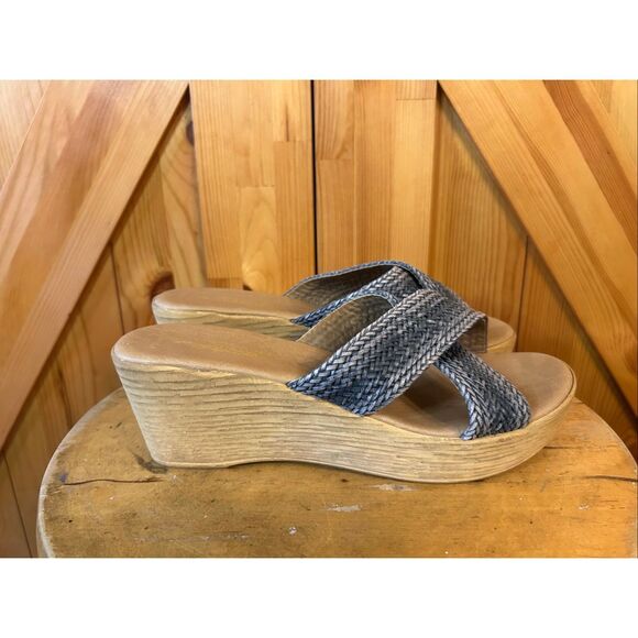A. Giannetti Women Shoes sandals Gray Slide wedge Size 8 - Picture 1 of 8